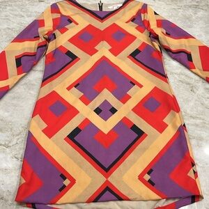 Naven‎ | 70's Mini Dress | Geometric Purple, Red, Gold | Women's Size 6